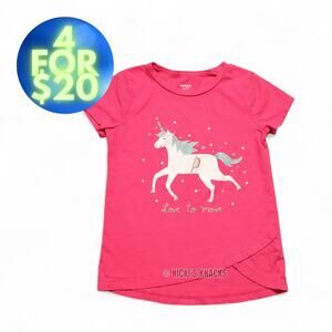 4/$20 - Carters Girls Unicorn Glitter Short Sleeve T-Shirt Hot Pink Size 8
